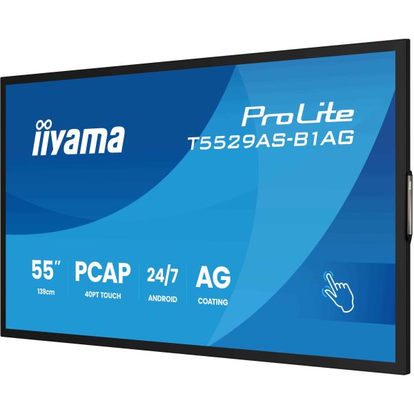 iiyama T5529AS-B1AG beeldkrant Interactief flatscreen 138,7 cm (54.6") LED Wifi 500 cd/m² 4K Ultra HD Zwart Touchscreen Type processor Android 24/7 (T5529AS-B1AG)