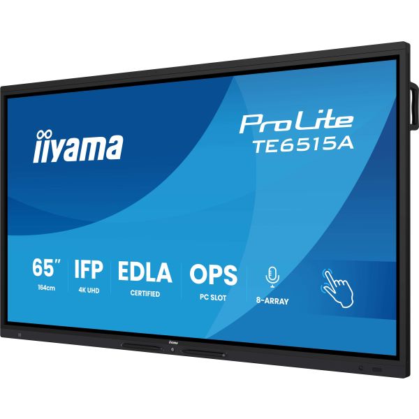 iiyama TE6515A-B1AG beeldkrant Digitale signage flatscreen 163,8 cm (64.5") Wifi 550 cd/m² 4K Ultra HD Zwart Touchscreen Type processor Android (TE6515A-B1AG)