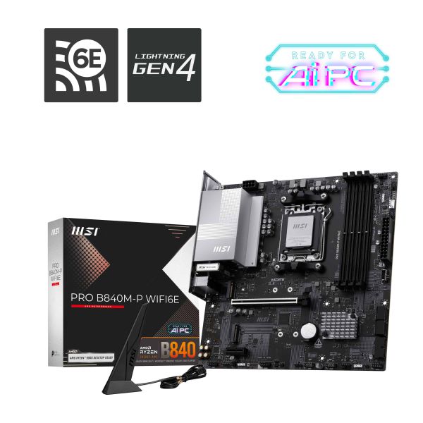 MSI PRO B840M-P WIFI6E moederbord AMD B840 Socket AM5 micro ATX (7E77-001R)