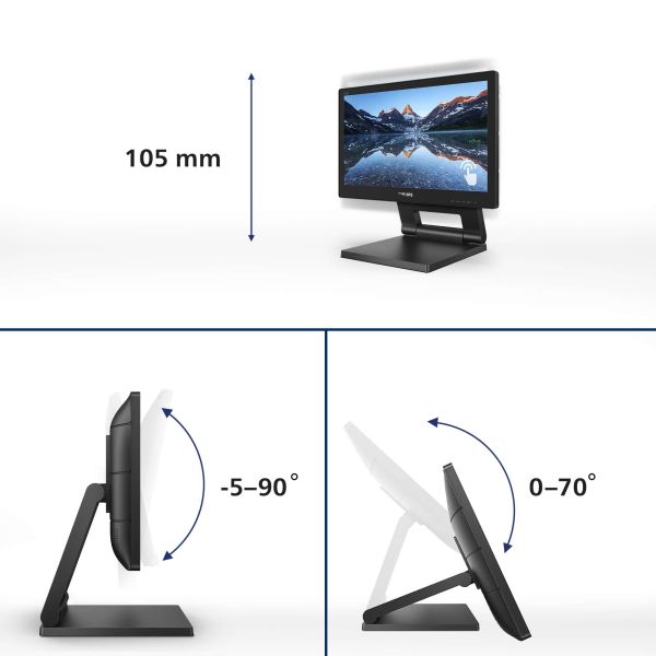 Philips 162B9T/00 computer monitor 39,6 cm (15.6") 1366 x 768 Pixels HD LCD Touchscreen Zwart (162B9T/00)