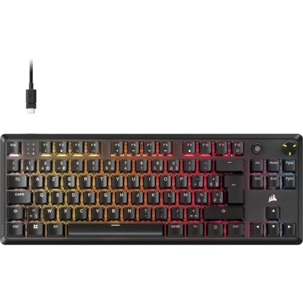 CORSAIR K70 CORE TKL Tenkeyless Mechanical Gaming Keyboard Backlit RGB LED CORSAIR MLX RED Black Black ABS Keycaps (CH-911911E-B (CH-911911E-BE)
