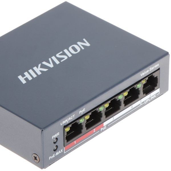 Hikvision DS-3E0105P-E/M(B) 4 Port Fast Ethernet Unmanaged POE Switch (DS-3E0105P-E/M(B))