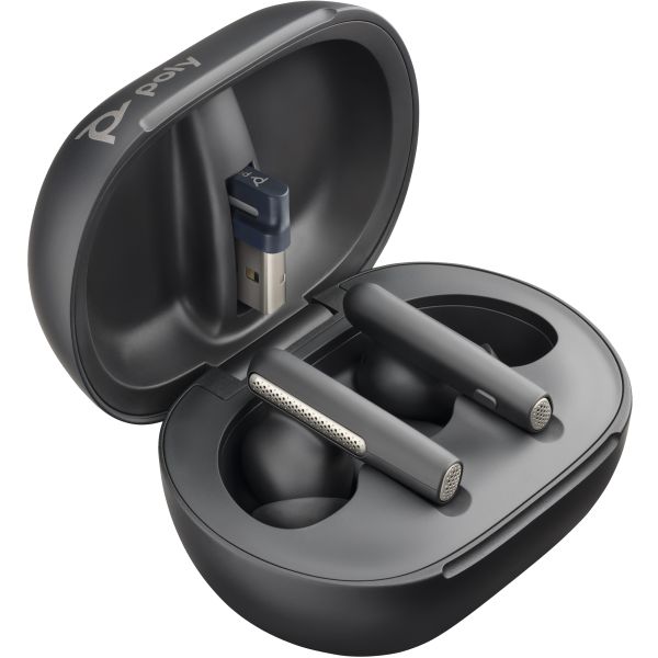 POLY Voyager Free 60+ UC M Carbon Black Earbuds + BT700 USB-C-adapter + oplaadcase met touchscreen (7Y8H0AA)