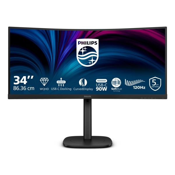 Philips 3000 series 34B2U3600C/00 computer monitor 86,4 cm (34") 3440 x 1440 Pixels Wide Quad HD LCD Zwart (34B2U3600C)