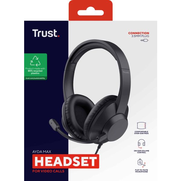 Trust Ayda Max Headset Bedraad Hoofdband Kantoor/callcenter Zwart (25460)