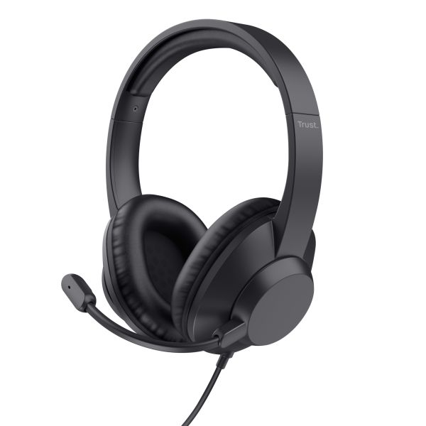 Trust Ayda Max USB Headset - USB headset voor kantoor en calls – Opklapbare microfoon – 40 mm drivers – Zwart (25461)