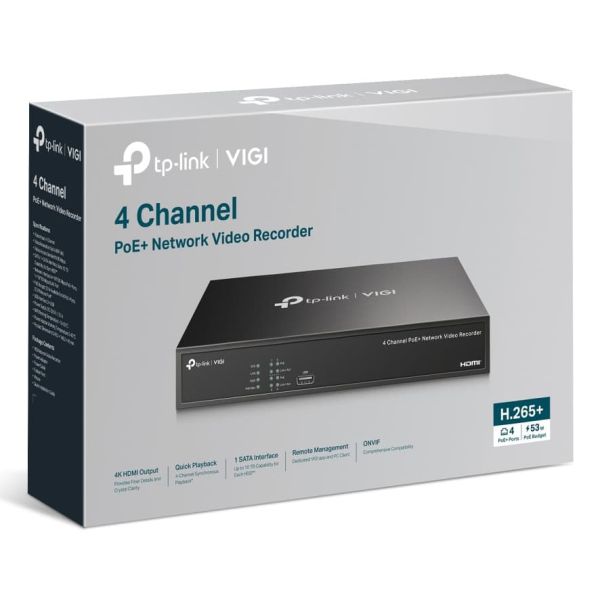 TP-Link VIGI NVR1004H-4P-2TB Zwart (VIGI NVR1004H-4P-2TB(UN))