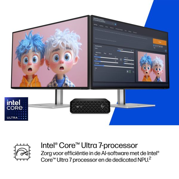 HP Z2 Mini G1i Wolf Pro Security Edition Intel Core Ultra 7 265K 32 GB DDR5-SDRAM 1 TB SSD NVIDIA RTX 4000 Ada Windows 11 Pro Mini PC Workstation AI Workstation, AI PC Zwart (A40TGET#ABH)