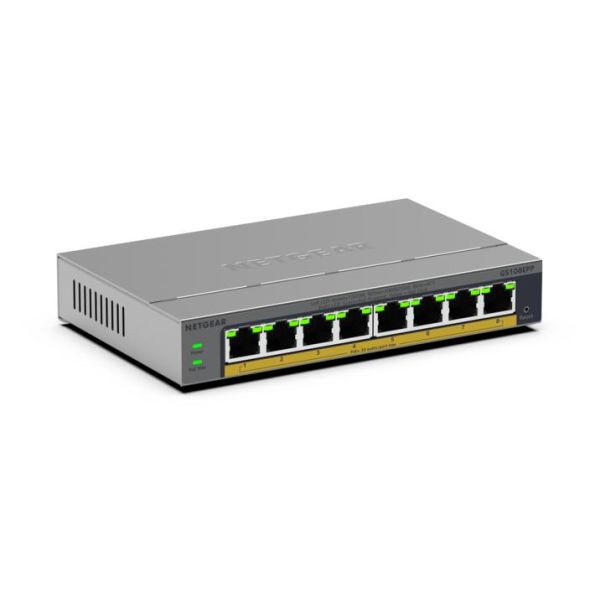 NETGEAR GS108EPP Unmanaged Gigabit Ethernet (10/100/1000) Power over Ethernet (PoE) Bureaublad-/wandmontage Grijs (GS108EPP-100EUS) NETGEAR GS108EPP Unmanaged Gigabit Ethernet (10/100/1000) Power over Ethernet (PoE) Bureaublad-/wandmontage Grijs (GS108EPP-100EUS)