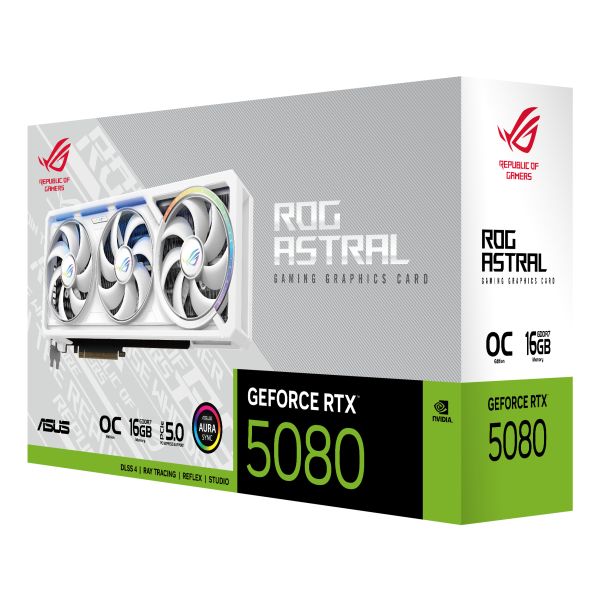 ASUS ROG Astral - -RTX5080-O16G-WHITE NVIDIA GeForce RTX 5080 16 GB GDDR7 (90YV0LV4-M0NA00) 1/8 ASUS ROG Astral - -RTX5080-O16G-WHITE NVIDIA GeForce RTX 5080 16 GB GDDR7 (90YV0LV4-M0NA00)