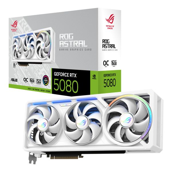 ASUS ROG Astral - -RTX5080-O16G-WHITE NVIDIA GeForce RTX 5080 16 GB GDDR7 (90YV0LV4-M0NA00) 1/8 ASUS ROG Astral - -RTX5080-O16G-WHITE NVIDIA GeForce RTX 5080 16 GB GDDR7 (90YV0LV4-M0NA00)