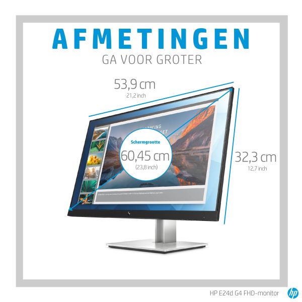 HP E24d G4 computer monitor 60,5 cm (23.8") 1920 x 1080 Pixels Full HD Grijs (6PA50AA#ABB)