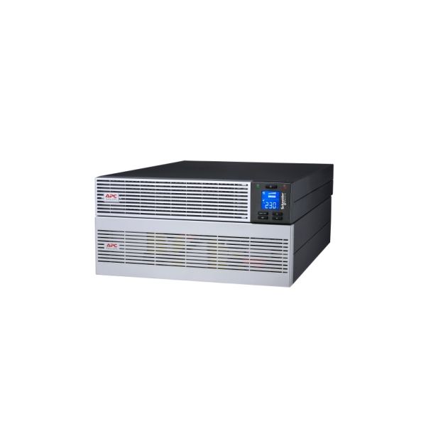 APC Easy UPS On-Line, 6kVA/6kW, Lithium-ion, Rack/Tower 5U, 230V, 1 harde draad (1P+N+E) uitgang, Intelligente kaartsleuf, verlengde runtime, met railkit (SRVL6KRILRK)