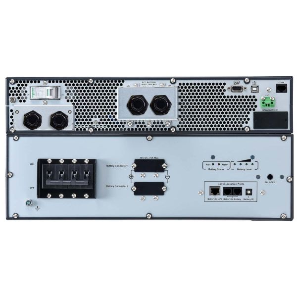 APC Easy UPS On-Line, 6kVA/6kW, Lithium-ion, Rack/Tower 5U, 230V, 1 harde draad (1P+N+E) uitgang, Intelligente kaartsleuf, verlengde runtime, met railkit (SRVL6KRILRK)