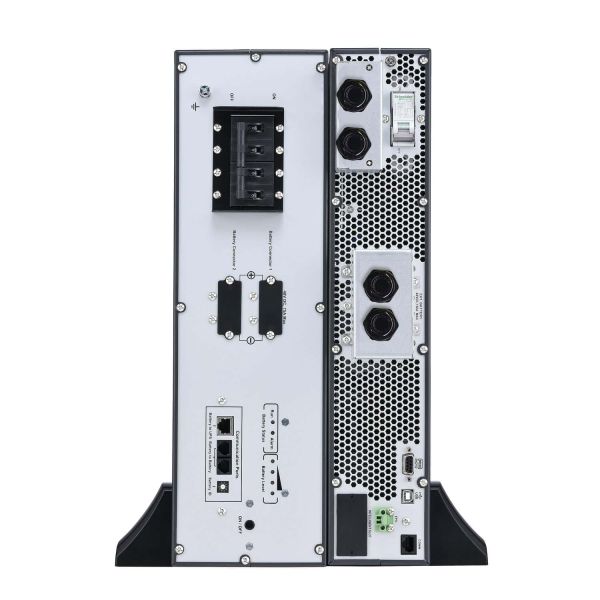APC Easy UPS On-Line, 6kVA/6kW, Lithium-ion, Rack/Tower 5U, 230V, 1 harde draad (1P+N+E) uitgang, Intelligente kaartsleuf, verlengde runtime, met railkit (SRVL6KRILRK)