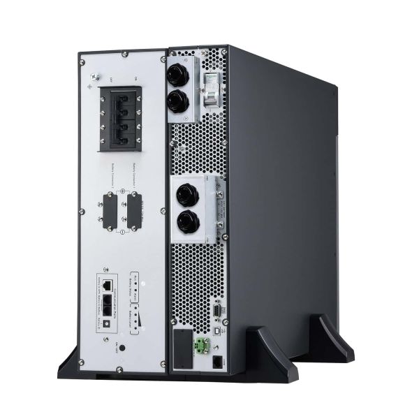 APC Easy UPS On-Line, 6kVA/6kW, Lithium-ion, Rack/Tower 5U, 230V, 1 harde draad (1P+N+E) uitgang, Intelligente kaartsleuf, verlengde runtime, met railkit (SRVL6KRILRK)