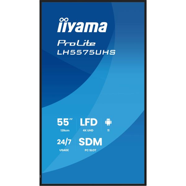 iiyama LH5575UHS-B2AG beeldkrant Digitale signage flatscreen 138,7 cm (54.6") LCD Wifi 500 cd/m² 4K Ultra HD Zwart Type processor Android 11 24/7 (LH5575UHS-B2AG)