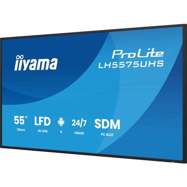 iiyama LH5575UHS-B2AG beeldkrant Digitale signage flatscreen 138,7 cm (54.6") LCD Wifi 500 cd/m² 4K Ultra HD Zwart Type processor Android 11 24/7 (LH5575UHS-B2AG)