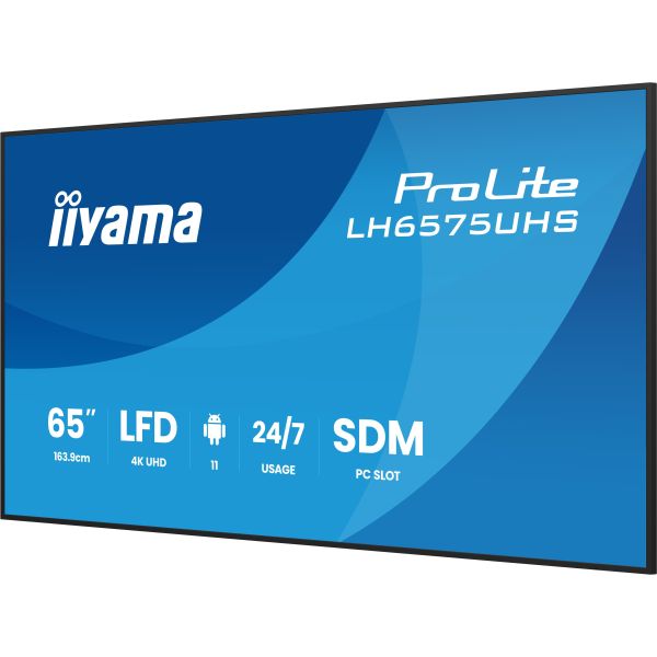 iiyama LH6575UHS-B2AG beeldkrant Digitale signage flatscreen 163,8 cm (64.5") LCD Wifi 500 cd/m² 4K Ultra HD Zwart Type processor Android 11 24/7 (LH6575UHS-B2AG) iiyama LH6575UHS-B2AG beeldkrant Digitale signage flatscreen 163,8 cm (64.5") LCD Wifi 500 cd/m² 4K Ultra HD Zwart Type processor Android 11 24/7 (LH6575UHS-B2AG)