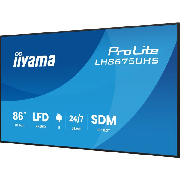 iiyama LH8675UHS-B2AG beeldkrant Digitale signage flatscreen 2,17 m (85.6") LCD Wifi 500 cd/m² 4K Ultra HD Zwart Type processor Android 11 24/7 (LH8675UHS-B2AG) 1/13 iiyama LH8675UHS-B2AG beeldkrant Digitale signage flatscreen 2,17 m (85.6") LCD Wifi 500 cd/m² 4K Ultra HD Zwart Type processor Android 11 24/7 (LH8675UHS-B2AG)