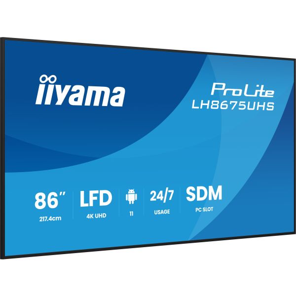 iiyama LH8675UHS-B2AG beeldkrant Digitale signage flatscreen 2,17 m (85.6") LCD Wifi 500 cd/m² 4K Ultra HD Zwart Type processor Android 11 24/7 (LH8675UHS-B2AG) 1/13 iiyama LH8675UHS-B2AG beeldkrant Digitale signage flatscreen 2,17 m (85.6") LCD Wifi 500 cd/m² 4K Ultra HD Zwart Type processor Android 11 24/7 (LH8675UHS-B2AG)