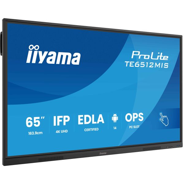 iiyama TE6512MIS-B4AG beeldkrant Digitale signage flatscreen 165,1 cm (65") LCD Wifi 400 cd/m² 4K Ultra HD Zwart Touchscreen Type processor Android 11 24/7 (TE6512MIS-B4AG)