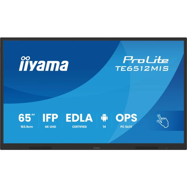 iiyama TE6512MIS-B4AG beeldkrant Digitale signage flatscreen 165,1 cm (65") LCD Wifi 400 cd/m² 4K Ultra HD Zwart Touchscreen Type processor Android 11 24/7 (TE6512MIS-B4AG)