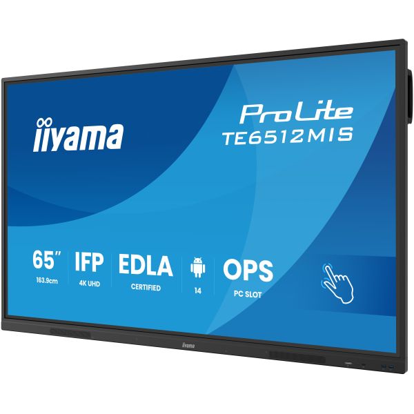 iiyama TE6512MIS-B4AG beeldkrant Kiosk-ontwerp 165,1 cm (65") LCD Wifi 400 cd/m² 4K Ultra HD Zwart Touchscreen Type processor Android 24/7 (TE6512MIS-B4AG)