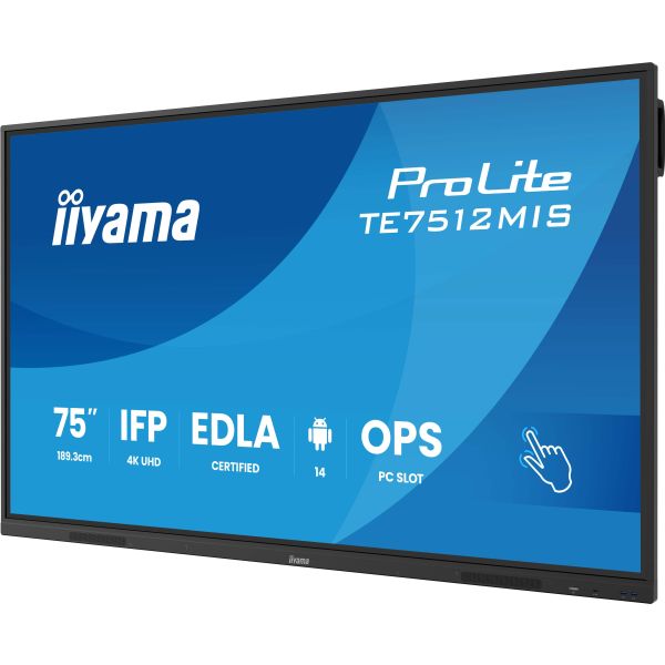 iiyama TE7512MIS-B4AG beeldkrant Digitale signage flatscreen 165,1 cm (65") LCD Wifi 400 cd/m² 4K Ultra HD Zwart Touchscreen Type processor Android 11 24/7 (TE7512MIS-B4AG)