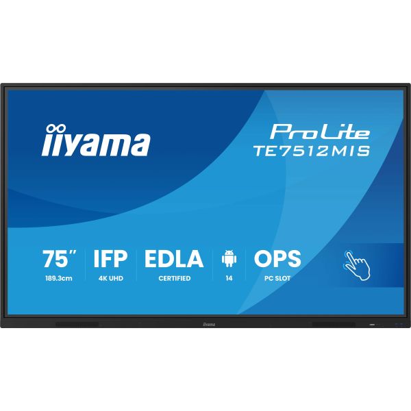 iiyama TE7512MIS-B4AG beeldkrant Digitale signage flatscreen 165,1 cm (65") LCD Wifi 400 cd/m² 4K Ultra HD Zwart Touchscreen Type processor Android 11 24/7 (TE7512MIS-B4AG)