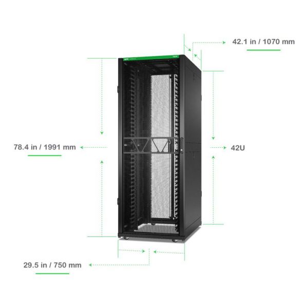 APC NetShelter SX Networking Enclosure, 42U, 1991H x 750W x 1070D mm, wtih Sides, Black (AR3140B2)