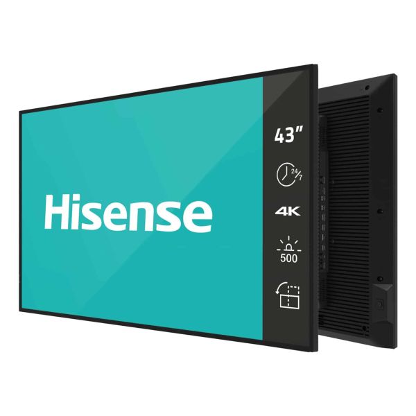 Hisense 43DM66D beeldkrant Digitaal A-kaart 109,2 cm (43") Wifi 500 cd/m² Full HD Zwart Android 11 24/7 (43DM66D)