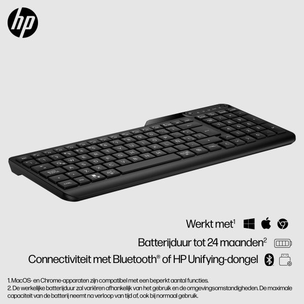 HP 475 Dual-Mode WL KBD EMEA-INTL English Loc-Euro plug toetsenbord Zwart (7N7B9UT#ABB)
