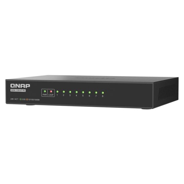 QNAP QSW-1108-8T-R2 netwerk-switch Unmanaged 2.5G Ethernet (100/1000/2500) Desktop Zwart (QSW-1108-8T-R2)