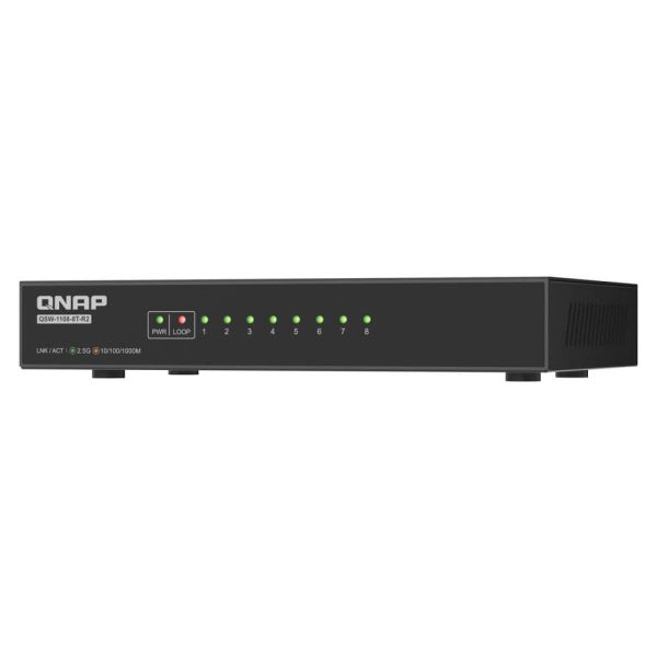 QNAP QSW-1108-8T-R2 netwerk-switch Unmanaged 2.5G Ethernet (100/1000/2500) Desktop Zwart (QSW-1108-8T-R2)