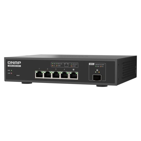 QNAP QSW-L3205-1C4T 4 Managed 10G Ethernet (100/1000/10000) Desktop Zwart (QSW-L3205-1C4T)