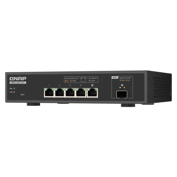 QNAP QSW-L3205-1C4T 4 Managed 10G Ethernet (100/1000/10000) Desktop Zwart (QSW-L3205-1C4T)