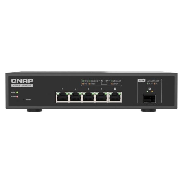 QNAP QSW-L3205-1C4T 4 Managed 10G Ethernet (100/1000/10000) Desktop Zwart (QSW-L3205-1C4T)