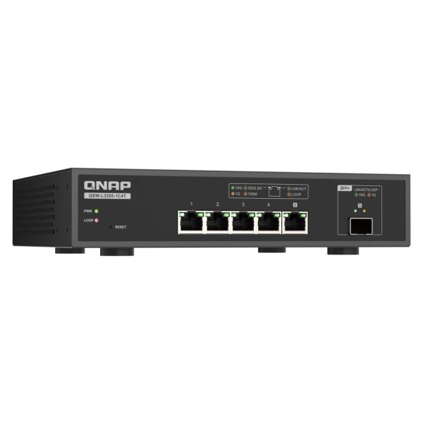 QNAP QSW-L3205-1C4T 4 Managed 10G Ethernet (100/1000/10000) Desktop Zwart (QSW-L3205-1C4T)