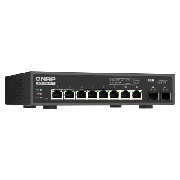 QNAP QSW-L3208-2C6T netwerk-switch Managed 10G Ethernet (100/1000/10000) Desktop Zwart (QSW-L3208-2C6T)