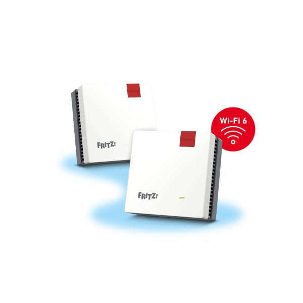 FRITZ! Mesh Set FRITZMESH SET 1600 2-PACK EDITION INTERNATIONAL Dual-band (2.4 GHz / 5 GHz) Wi-Fi 6 (802.11ax) Rood, Wit Intern (20003126) FRITZ! Mesh Set FRITZMESH SET 1600 2-PACK EDITION INTERNATIONAL Dual-band (2.4 GHz / 5 GHz) Wi-Fi 6 (802.11ax) Rood, Wit Intern (20003126)