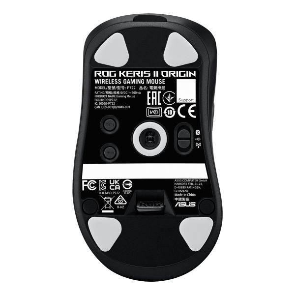 ASUS ROG Keris II Origin BLK muis Gamen Rechtshandig RF Wireless + Bluetooth + USB Type-A Optisch 42000 DPI (90MP04A0-BMUA00)