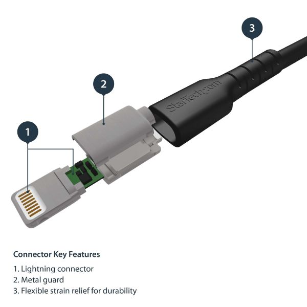 StarTech.com Premium USB-A naar Lightning Kabel 2m Zwart - USB Type A naar Lightning Charge & Sync Oplaadkabel - Verstevigd met Aramide Vezels - Apple MFi Gecertificeerd - iPad Air iPhone 12 (RUSBLTMM2MB)