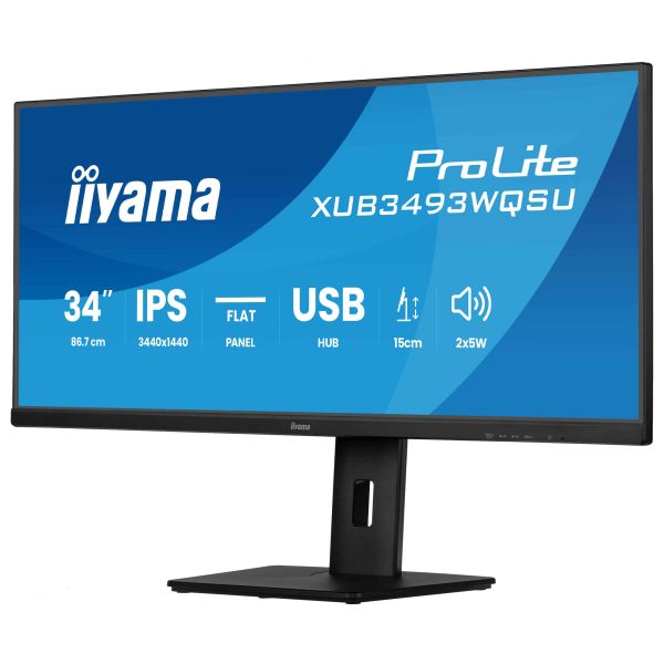 iiyama ProLite XUB3493WQSU-B6 computer monitor 86,4 cm (34") 1440 x 3440 Pixels UltraWide Quad HD LED Zwart (XUB3493WQSU-B6)