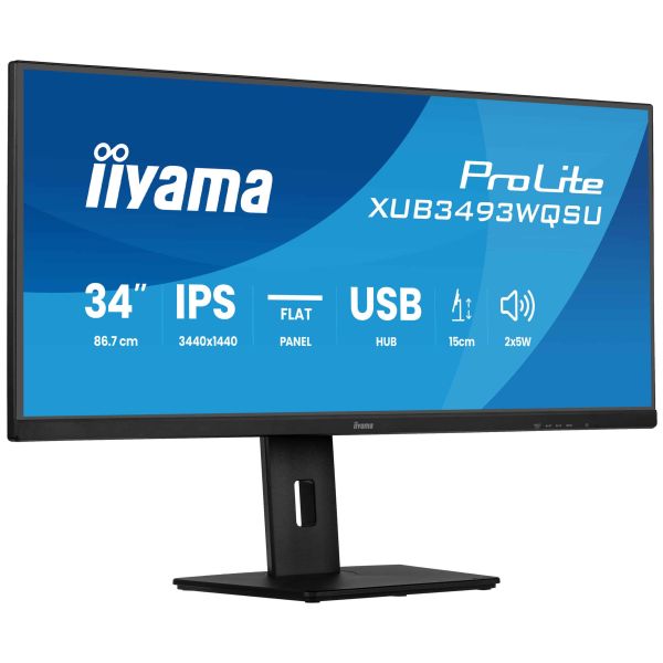iiyama ProLite XUB3493WQSU-B6 computer monitor 86,4 cm (34") 3440 x 1440 Pixels UltraWide Quad HD LED Zwart (XUB3493WQSU-B6)
