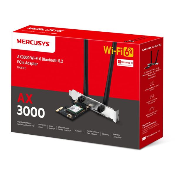 Mercusys AX3000 Wi-Fi 6 PCIe Adapter met Bluetooth (MA80XE)