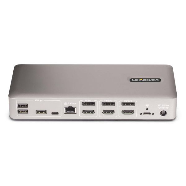 StarTech.com Triple-Monitor USB4 Docking Station, 4K 60Hz HDMI of DisplayPort, 100W Laptop Charging, 2.5GbE, USB-C Multi-Monitor Dock, Zonder Drivers (150UE-USB4DOCKTRIPLE)