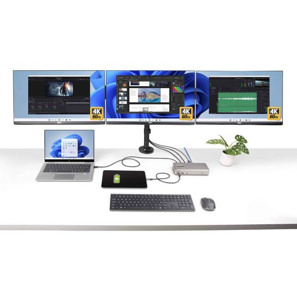 StarTech.com 150UE-USB4DOCKTRIPLE laptop dock & poortreplicator Bedraad USB4 Grijs (150UE-USB4DOCKTRIPLE)