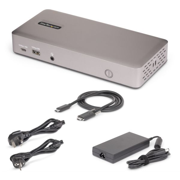 StarTech.com Triple-Monitor USB4 Docking Station, 4K 60Hz HDMI of DisplayPort, 100W Laptop Charging, 2.5GbE, USB-C Multi-Monitor Dock, Zonder Drivers (150UE-USB4DOCKTRIPLE)