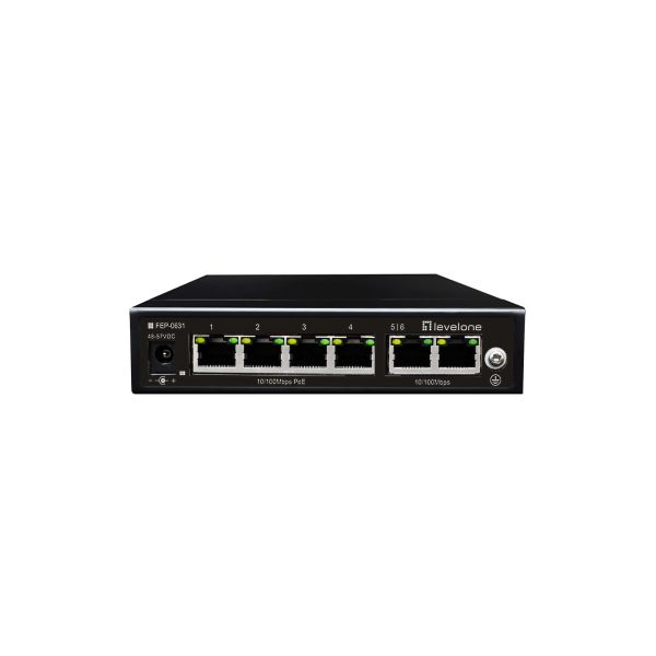 LevelOne FEP-0631 netwerk-switch Fast Ethernet (10/100) Power over Ethernet (PoE) Zwart (FEP-0631)